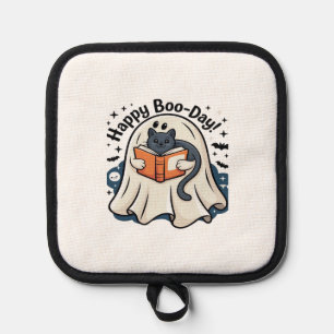 Happy Boo-Day Ghost Cat PNG - Spooky Cute Oversize Pot Holder