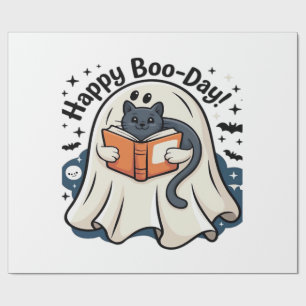 Happy Boo-Day Ghost Cat PNG - Spooky Cute Oversize Wrapping Paper