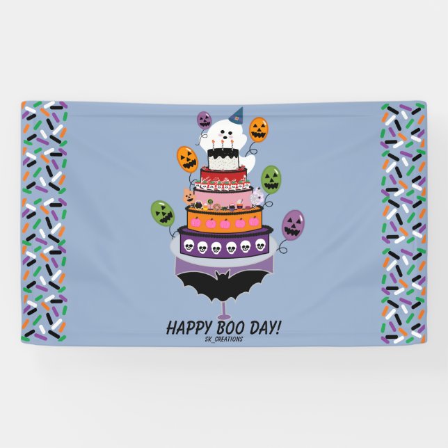 Happy Boo Day Ghost Celebration Banner (Horizontal)