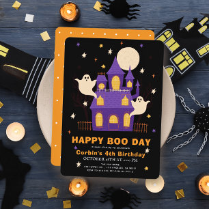 Happy Boo Day Haunted House Ghosts Birthday Invitation