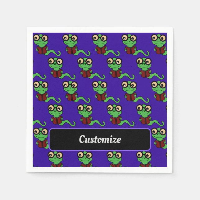 Happy Bookworm Purple Napkin (Front)