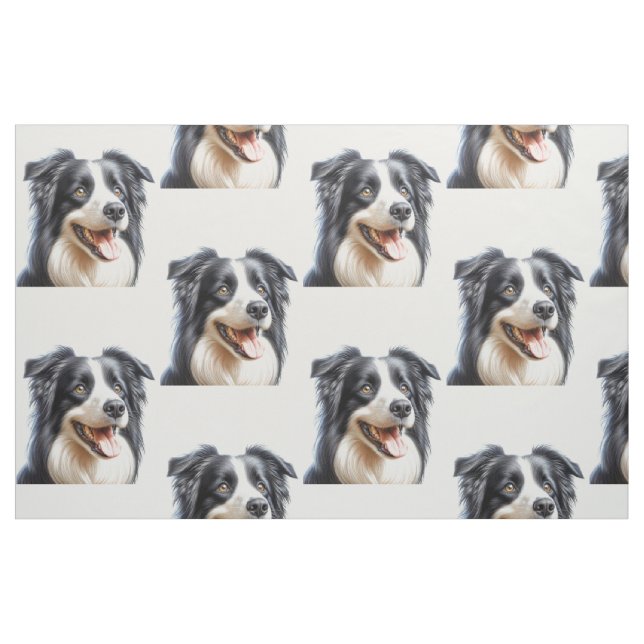 Happy Border Collie Dog Fabric (Yard)