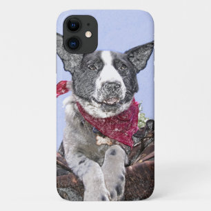 Happy Border Collie Heeler Mix Dog Sketch Art iPhone 11 Case