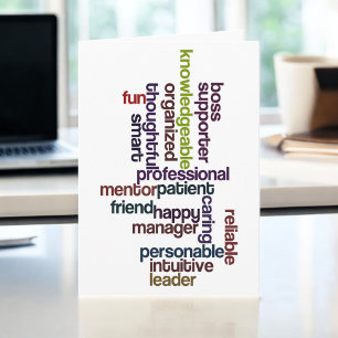Happy Boss Boss's Day Colourful Word Art Card
