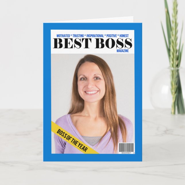 Happy Boss's Day Best Boss Magazine Custom Photo Holiday Card (Front)