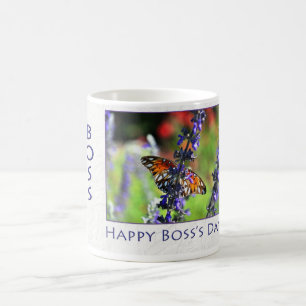 Happy Boss's Day Butterfly and Flowers Coffee Mug