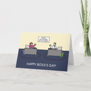 Happy Boss's Day Covid 19 Cartoon Card