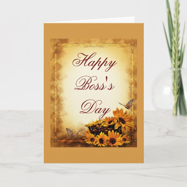 Happy Boss's Day for boss with sunflowers Card (Front)