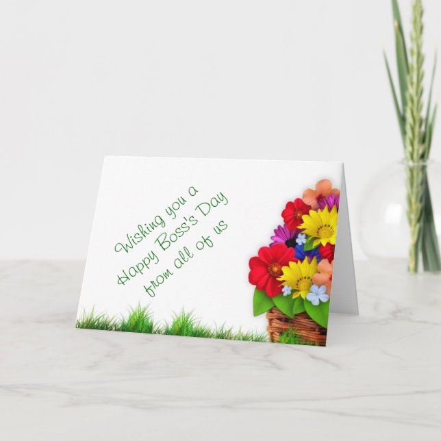 Happy Boss's Day for female boss with flowers Card (Front)