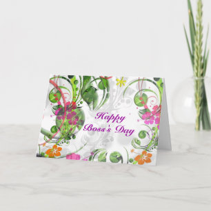 Happy Boss's Day for female boss with flowers Card