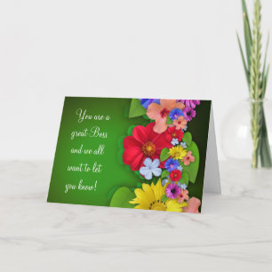 Happy Boss's Day for female boss with flowers Card
