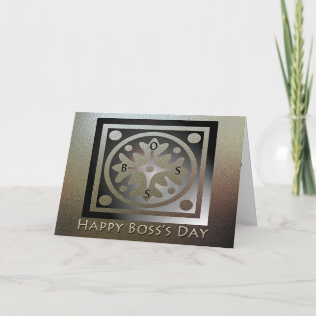 Happy Boss's Day Golden Classic Design Card (Front)
