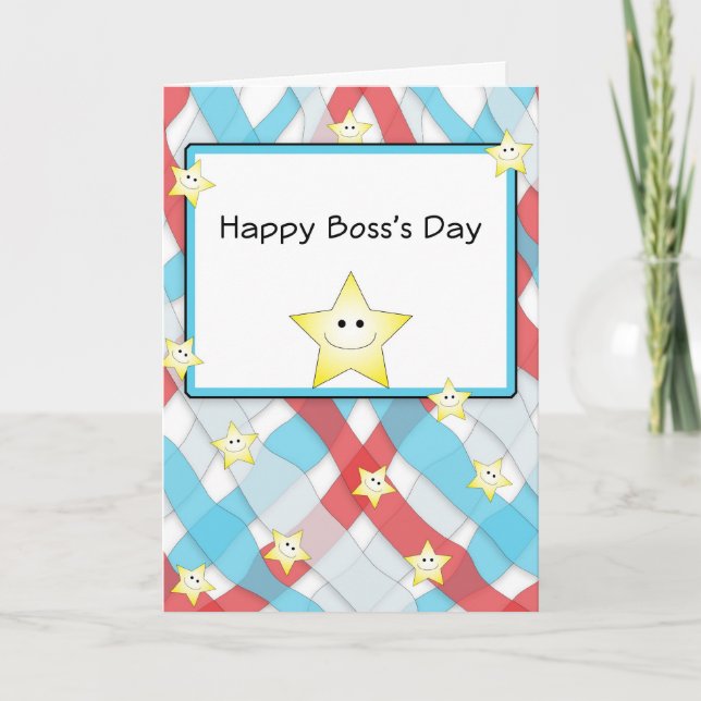 Happy Boss's Day Greeting Card with Stars (Front)