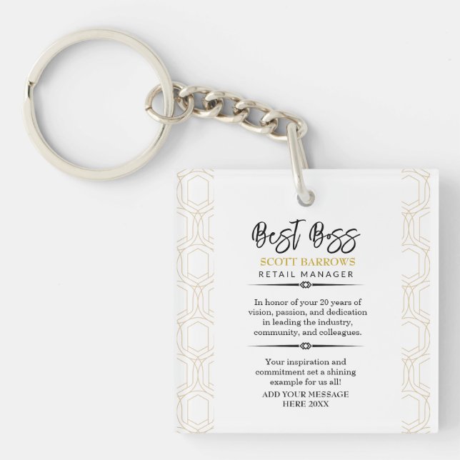Happy Boss's Day Plaque Key Ring (Front)