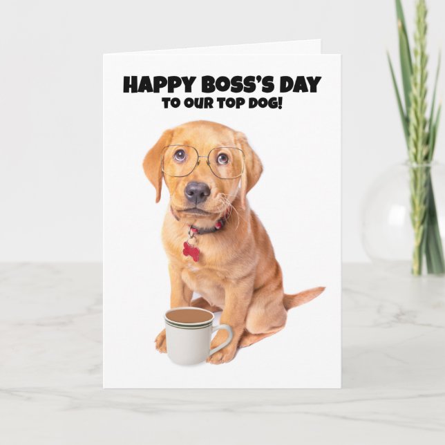 Happy Boss's Day Top Dog Humour Holiday Card (Front)
