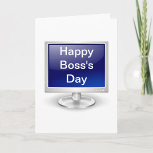 Happy Boss's Day with computer monitor Holiday Card