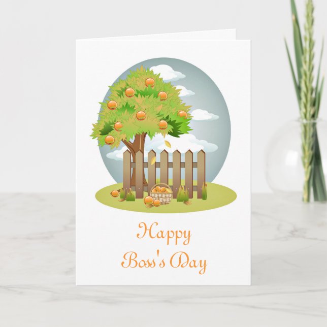 Happy Boss's Day with fruit tree custom text Card (Front)