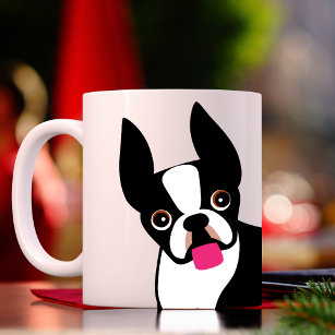 Happy Boston Terrier Black and White Coffee Mug