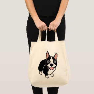 Happy Boston Terrier Grocery Tote