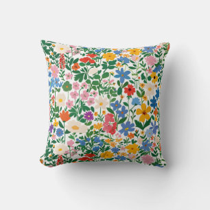 Happy Botanical Floral Flower Spring Pattern. Cushion