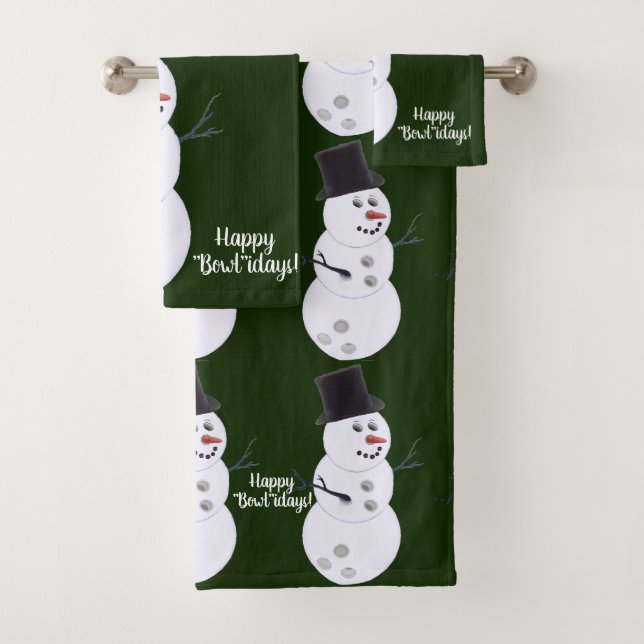 Happy Bowlidays Bowling Lovers Christmas Bath Towel Set (Insitu)