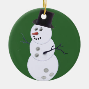 Happy Bowlidays Snowman Ceramic Ornament