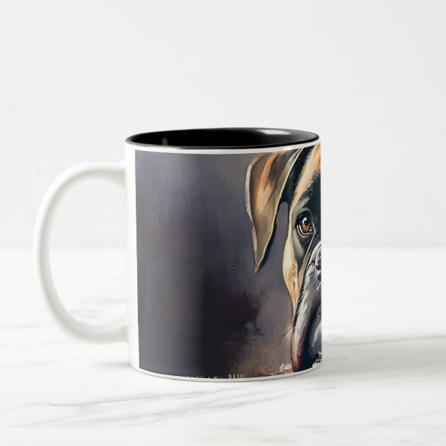 Happy  Boxer Dog Two-Tone Coffee Mug (Left)