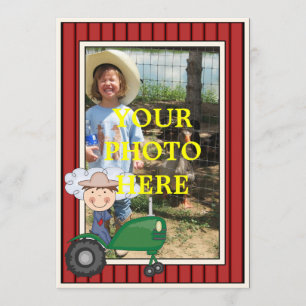Happy Boy & Tractor - Kids' Party or Baby Shower Invitation