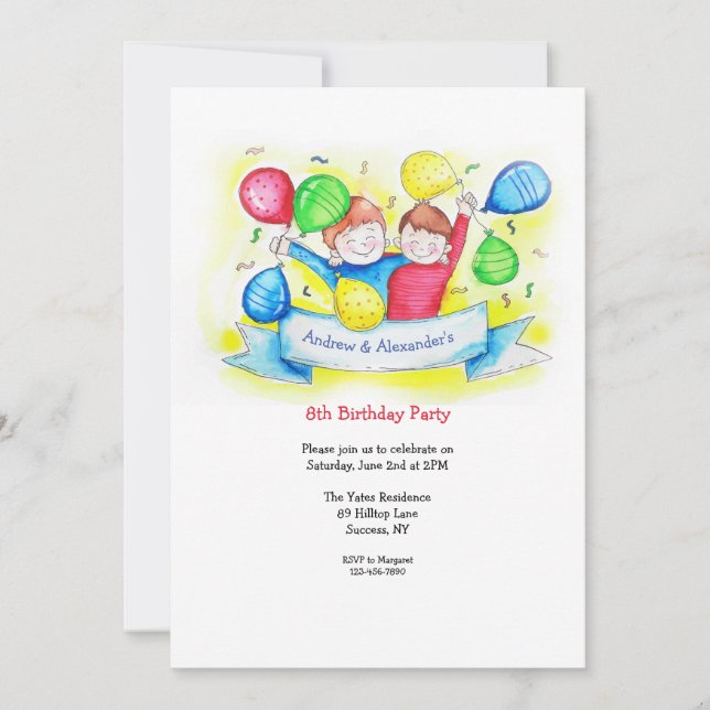 Happy Boys Birthday Invitation (Front)