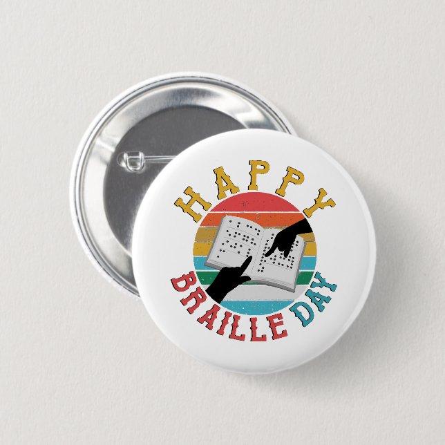 Happy Braille Day 6 Cm Round Badge (Front & Back)