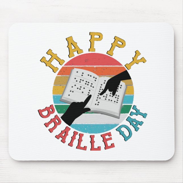 Happy Braille Day Mouse Pad (Front)
