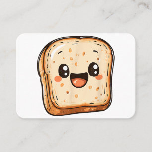 Happy Bread Slice Cartoon Smiling Toast Business Card
