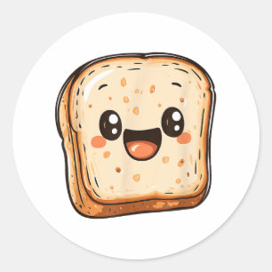 Happy Bread Slice Cartoon Smiling Toast Classic Round Sticker
