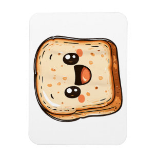 Happy Bread Slice Cartoon Smiling Toast Magnet