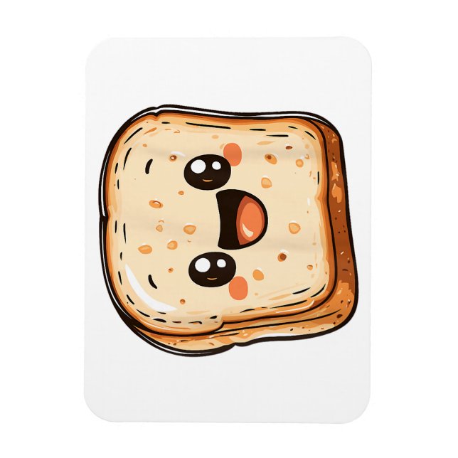 Happy Bread Slice Cartoon Smiling Toast Magnet (Vertical)