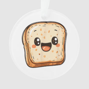 Happy Bread Slice Cartoon Smiling Toast Ornament