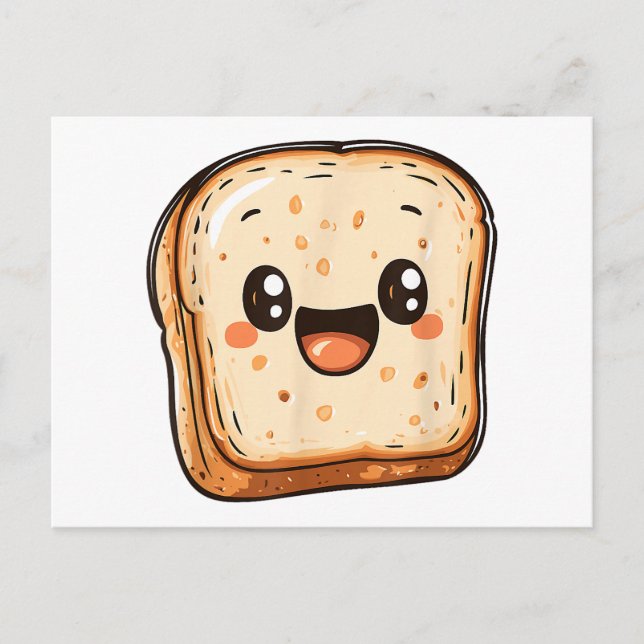 Happy Bread Slice Cartoon Smiling Toast Postcard (Front)