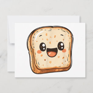 Happy Bread Slice Cartoon Smiling Toast Thank You Card