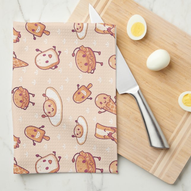happy breakfast tea towel (Quarter Fold)
