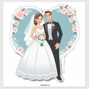 Happy Bride And Groom In Wedding Attire