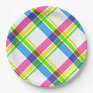 Happy & Bright Plaid Paper Plates