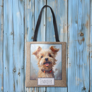 Happy Bright Yorkie Yorkshire Terrier Dog Name Tote Bag