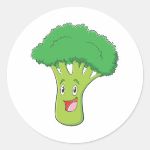 Happy Broccoli Vegetable Smiling Classic Round Sticker