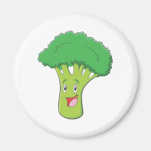 Happy Broccoli Vegetable Smiling Magnet (Front)