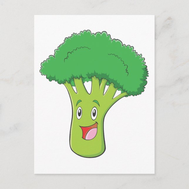 Happy Broccoli Vegetable Smiling Postcard (Front)