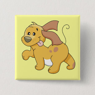 Happy Brown Dog Tshirts and Gifts 15 Cm Square Badge