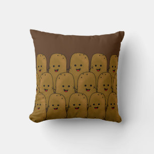 Happy Brown Funny Potatoes In A Group Cushion