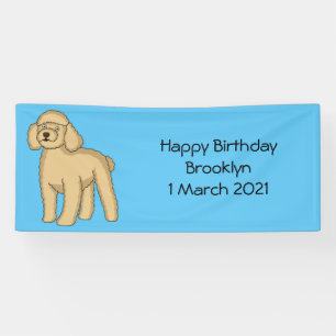 Happy brown poodle cartoon illustration banner