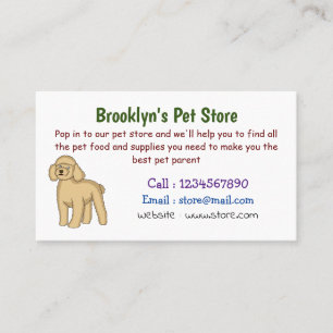 Happy brown poodle cartoon illustration business card