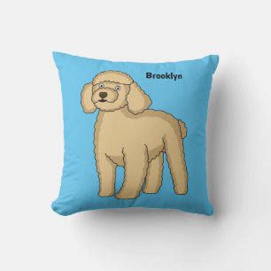 Happy brown poodle cartoon illustration cushion